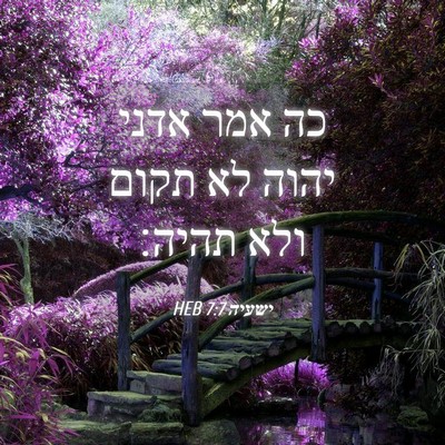 Picture 04 - ישעיה 7:7 HEB - כה אמר אדני יהוה לא תקום - Bible Verse Picture
