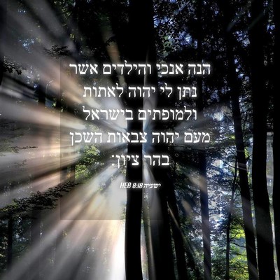 Picture 04 - ישעיה 8:18 HEB - הנה אנכי והילדים אשר נתן לי - Bible Verse Picture