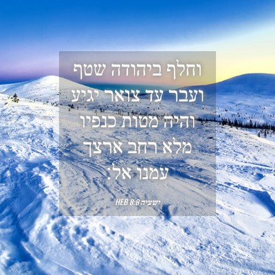 Picture 04 - ישעיה 8:8 HEB - וחלף ביהודה שטף ועבר עד - Bible Verse Picture