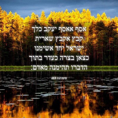 Picture 04 - מיכה 2:12 HEB - אסף אאסף יעקב כלך קבץ אקבץ - Bible Verse Picture