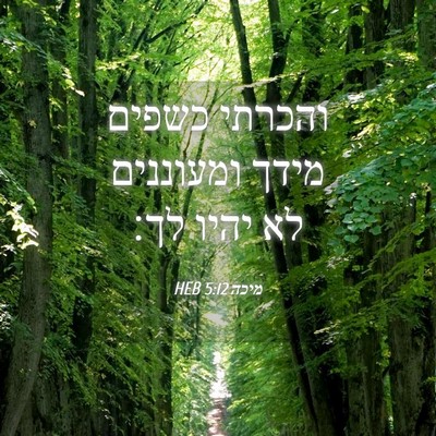 Picture 04 - מיכה 5:12 HEB - והכרתי כשפים מידך ומעוננים - Bible Verse Picture
