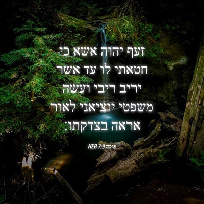 Picture 04 - מיכה 7:9 HEB - זעף יהוה אשא כי חטאתי לו עד - Bible Verse Picture