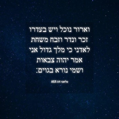 Picture 04 - מלאכי 1:14 HEB - וארור נוכל ויש בעדרו זכר - Bible Verse Picture