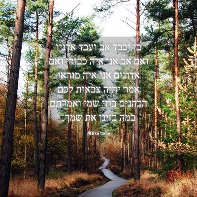 Picture 04 - מלאכי 1:6 HEB - בן יכבד אב ועבד אדניו ואם - Bible Verse Picture