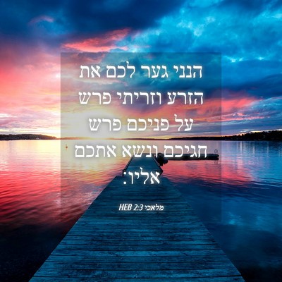 Picture 04 - מלאכי 2:3 HEB - הנני גער לכם את הזרע וזריתי - Bible Verse Picture