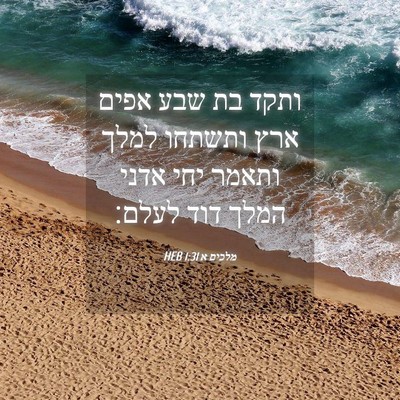 Picture 04 - מלכים א 1:31 HEB - ותקד בת שבע אפים ארץ ותשתחו - Bible Verse Picture