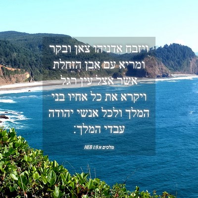 Picture 04 - מלכים א 1:9 HEB - ויזבח אדניהו צאן ובקר - Bible Verse Picture