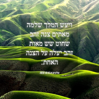 Picture 04 - מלכים א 10:16 HEB - ויעש המלך שלמה מאתים צנה - Bible Verse Picture