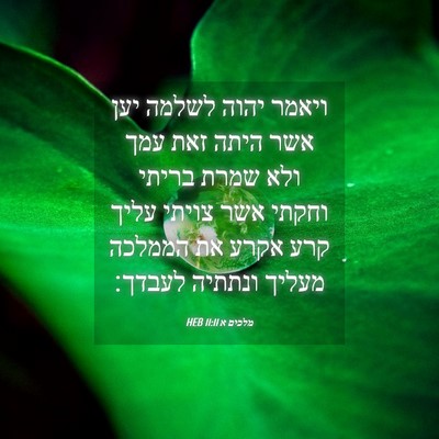 Picture 04 - מלכים א 11:11 HEB - ויאמר יהוה לשלמה יען אשר - Bible Verse Picture