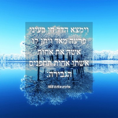 Picture 04 - מלכים א 11:19 HEB - וימצא הדד חן בעיני פרעה מאד - Bible Verse Picture