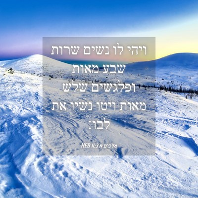 Picture 04 - מלכים א 11:3 HEB - ויהי לו נשים שרות שבע מאות - Bible Verse Picture
