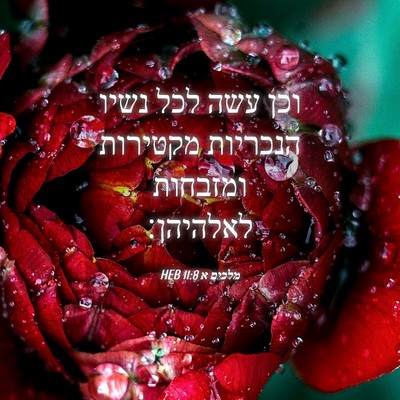 Picture 04 - מלכים א 11:8 HEB - וכן עשה לכל נשיו הנכריות - Bible Verse Picture