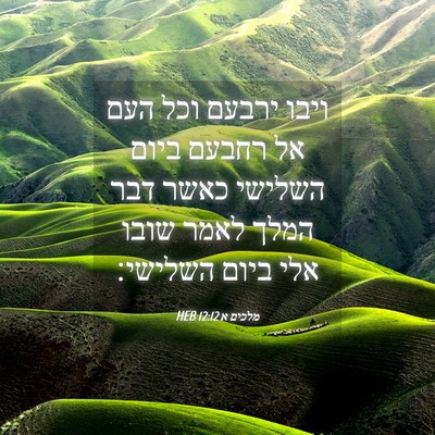 Picture 04 - מלכים א 12:12 HEB - ויבו ירבעם וכל העם אל רחבעם - Bible Verse Picture