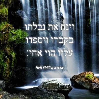 Picture 04 - מלכים א 13:30 HEB - וינח את נבלתו בקברו ויספדו - Bible Verse Picture