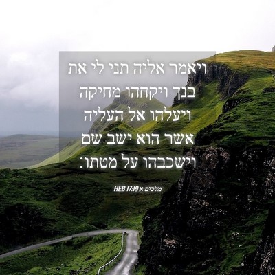 Picture 04 - מלכים א 17:19 HEB - ויאמר אליה תני לי את בנך - Bible Verse Picture