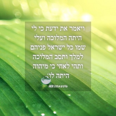 Picture 04 - מלכים א 2:15 HEB - ויאמר את ידעת כי לי היתה - Bible Verse Picture