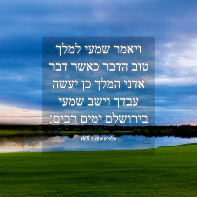 Picture 04 - מלכים א 2:38 HEB - ויאמר שמעי למלך טוב הדבר - Bible Verse Picture