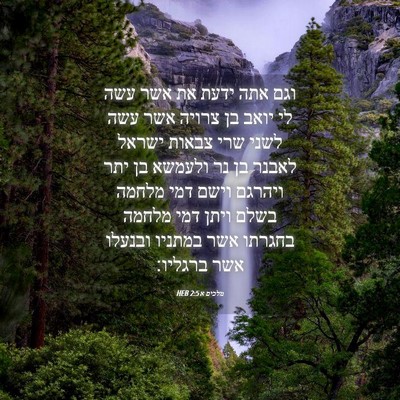 Picture 04 - מלכים א 2:5 HEB - וגם אתה ידעת את אשר עשה לי - Bible Verse Picture