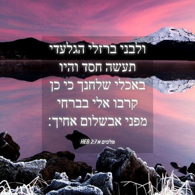 Picture 04 - מלכים א 2:7 HEB - ולבני ברזלי הגלעדי תעשה - Bible Verse Picture