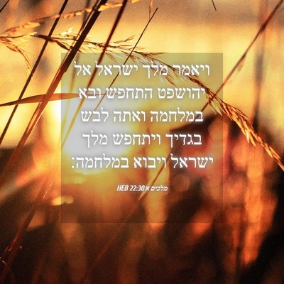 Picture 04 - מלכים א 22:30 HEB - ויאמר מלך ישראל אל יהושפט - Bible Verse Picture