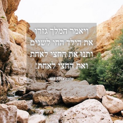 Picture 04 - מלכים א 3:25 HEB - ויאמר המלך גזרו את הילד החי - Bible Verse Picture