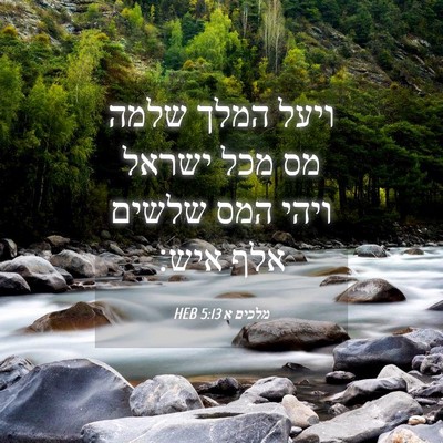 Picture 04 - מלכים א 5:13 HEB - ויעל המלך שלמה מס מכל ישראל - Bible Verse Picture
