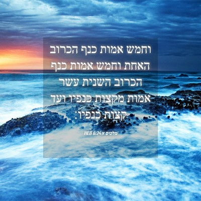 Picture 04 - מלכים א 6:24 HEB - וחמש אמות כנף הכרוב האחת - Bible Verse Picture