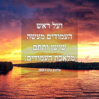 Picture 04 - מלכים א 7:22 HEB - ועל ראש העמודים מעשה שושן - Bible Verse Picture