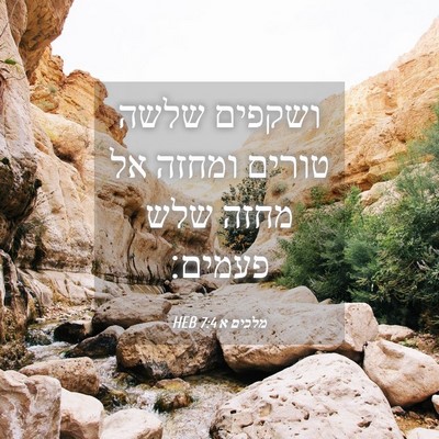 Picture 04 - מלכים א 7:4 HEB - ושקפים שלשה טורים ומחזה אל - Bible Verse Picture