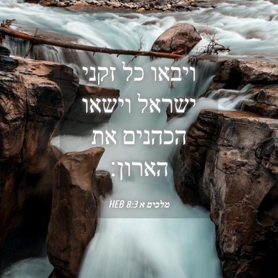 Picture 04 - מלכים א 8:3 HEB - ויבאו כל זקני ישראל וישאו - Bible Verse Picture