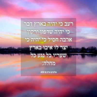 Picture 04 - מלכים א 8:37 HEB - רעב כי יהיה בארץ דבר כי - Bible Verse Picture
