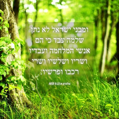 Picture 04 - מלכים א 9:22 HEB - ומבני ישראל לא נתן שלמה עבד - Bible Verse Picture