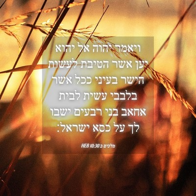 Picture 04 - מלכים ב 10:30 HEB - ויאמר יהוה אל יהוא יען אשר - Bible Verse Picture