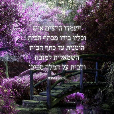 Picture 04 - מלכים ב 11:11 HEB - ויעמדו הרצים איש וכליו - Bible Verse Picture
