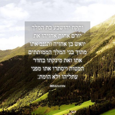 Picture 04 - מלכים ב 11:2 HEB - ותקח יהושבע בת המלך יורם - Bible Verse Picture