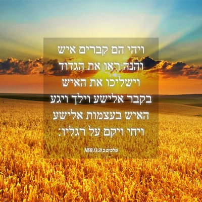 Picture 04 - מלכים ב 13:21 HEB - ויהי הם קברים איש והנה ראו - Bible Verse Picture