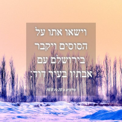 Picture 04 - מלכים ב 14:20 HEB - וישאו אתו על הסוסים ויקבר - Bible Verse Picture