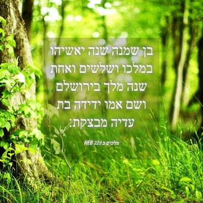 Picture 04 - מלכים ב 22:1 HEB - בן שמנה שנה יאשיהו במלכו - Bible Verse Picture