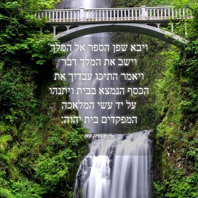Picture 04 - מלכים ב 22:9 HEB - ויבא שפן הספר אל המלך וישב - Bible Verse Picture