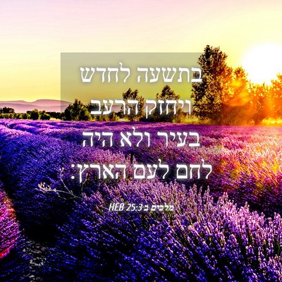Picture 04 - מלכים ב 25:3 HEB - בתשעה לחדש ויחזק הרעב בעיר - Bible Verse Picture