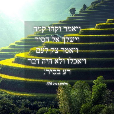 Picture 04 - מלכים ב 4:41 HEB - ויאמר וקחו קמח וישלך אל - Bible Verse Picture
