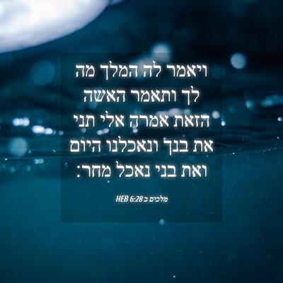 Picture 04 - מלכים ב 6:28 HEB - ויאמר לה המלך מה לך ותאמר - Bible Verse Picture