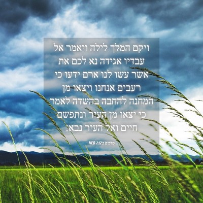 Picture 04 - מלכים ב 7:12 HEB - ויקם המלך לילה ויאמר אל - Bible Verse Picture