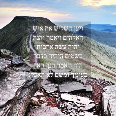 Picture 04 - מלכים ב 7:19 HEB - ויען השליש את איש האלהים - Bible Verse Picture