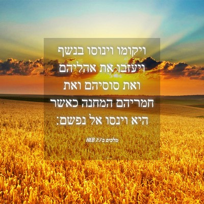 Picture 04 - מלכים ב 7:7 HEB - ויקומו וינוסו בנשף ויעזבו - Bible Verse Picture