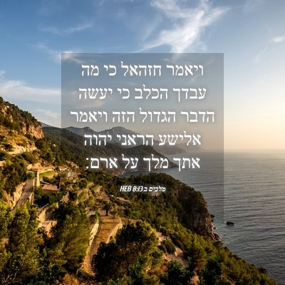 Picture 04 - מלכים ב 8:13 HEB - ויאמר חזהאל כי מה עבדך הכלב - Bible Verse Picture
