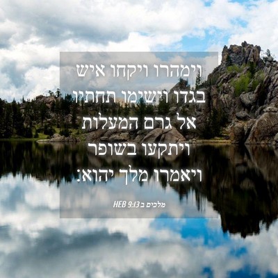 Picture 04 - מלכים ב 9:13 HEB - וימהרו ויקחו איש בגדו - Bible Verse Picture