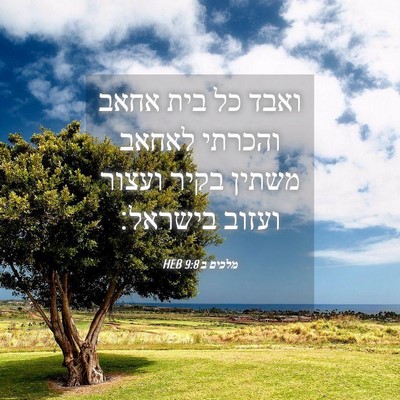 Picture 04 - מלכים ב 9:8 HEB - ואבד כל בית אחאב והכרתי - Bible Verse Picture