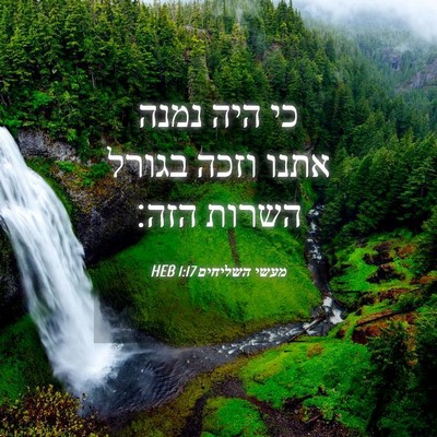 Picture 04 - מעשי השליחים 1:17 HEB - כי היה נמנה אתנו וזכה בגורל - Bible Verse Picture
