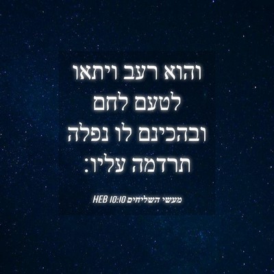 Picture 04 - מעשי השליחים 10:10 HEB - והוא רעב ויתאו לטעם לחם - Bible Verse Picture